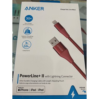 Dây Cáp Sạc Anker Powerline+ II A8452 Lightning Dài 3ft 0.9m Cho iPhone iPad - Hàng Chính Hãng Vmi