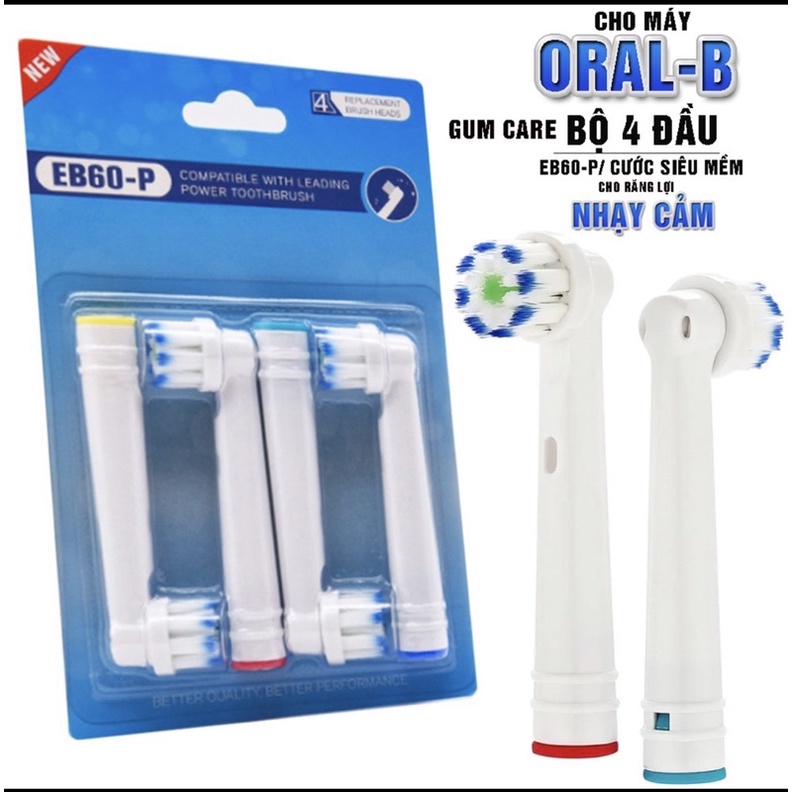 Set 4 đầu bàn chải thay thế cho bàn chải đánh răng điện oral B  dùng cho răng niềng, răng yếu