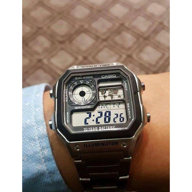 Đồng Hồ Nam Dây Kim Loại Casio Chính Hãng Anh khuê AE-1200WHD-1AVDF