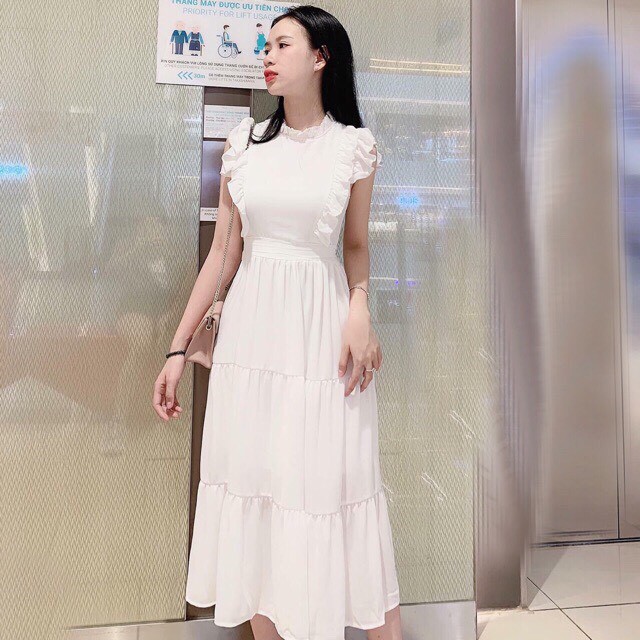 [ẢNH THẬT CUỐI] DM010 - Đầm Maxi Form Xòe Phối Bèo Cột Nơ Lưng | BigBuy360 - bigbuy360.vn