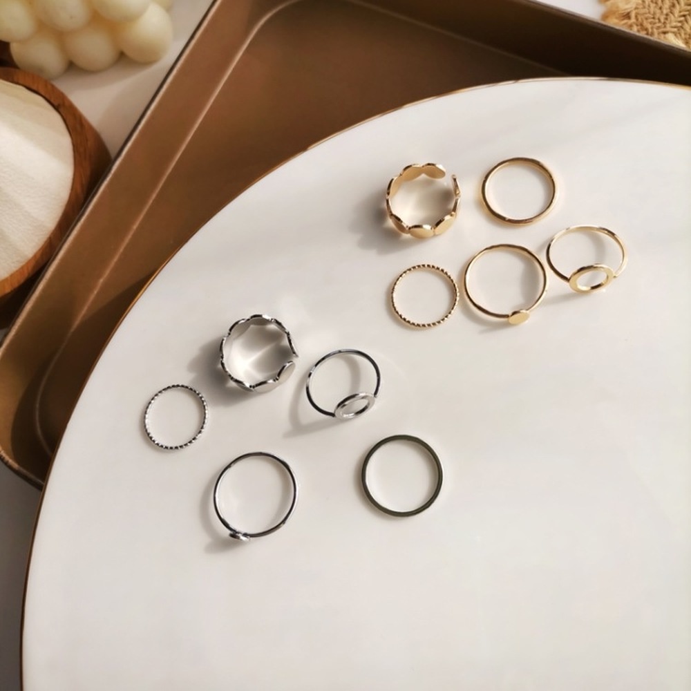 Set 5 nhẫn thiết kế hợp thời trang Hàn Quốc trẻ trung cho nữ