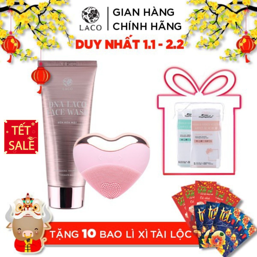 Combo Làm Sạch Da Cơ Bản (Máy Rửa Mặt Laco Luxury + Sữa Rửa Mặt DNA)