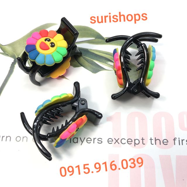 Kẹp gấp tóc 3 răng hoa cười, Kẹp càng cua đính hoa