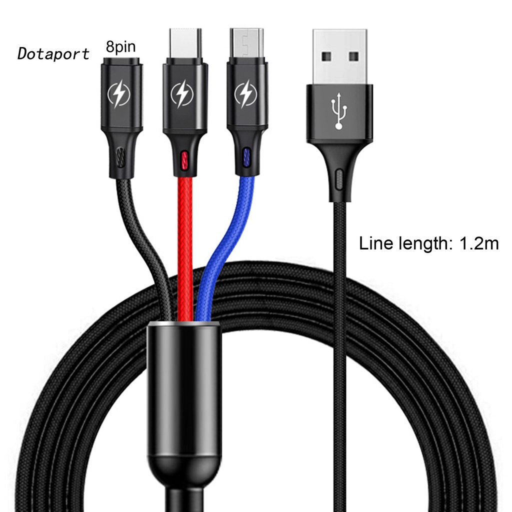 Dây cáp dữ liệu KDDT- 3.5A 8Pin Type-C Micro USB
