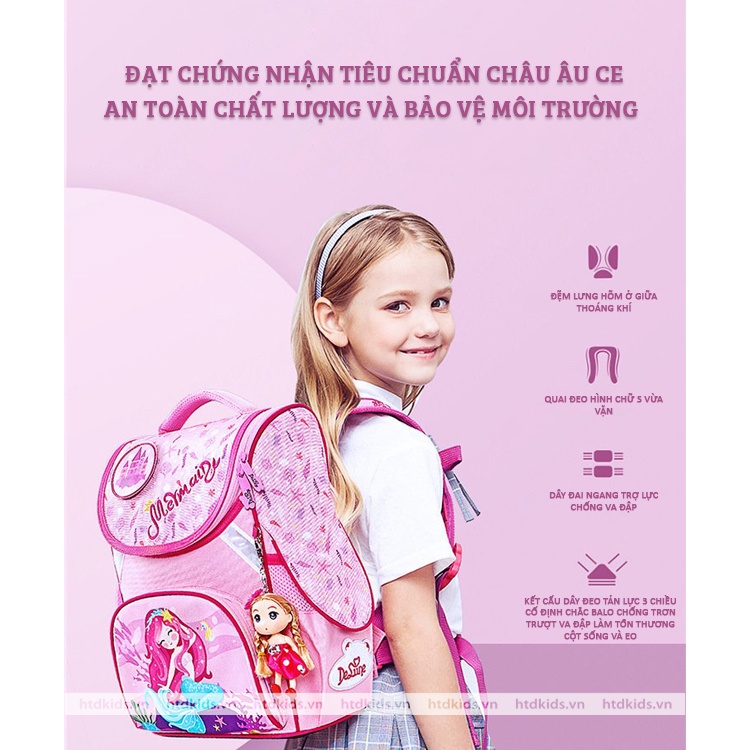 Balo chống gù DELUNE chính hãng siêu nhẹ, chống thấm nước cho bé gái