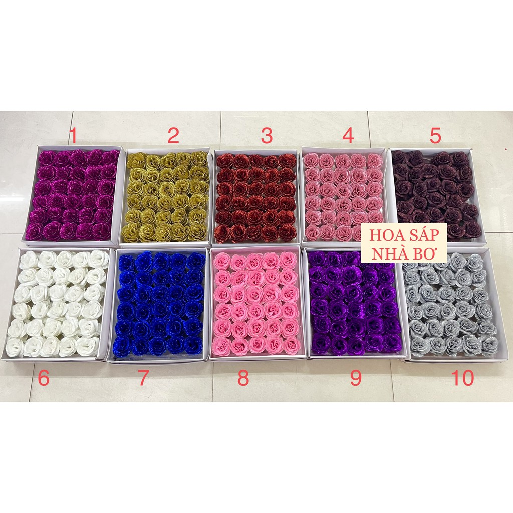 Hoa Hồng Sáp Nhũ Kim Tuyến Sỉ Hộp 30 Bông - Hoa Sáp Nhà Bơ