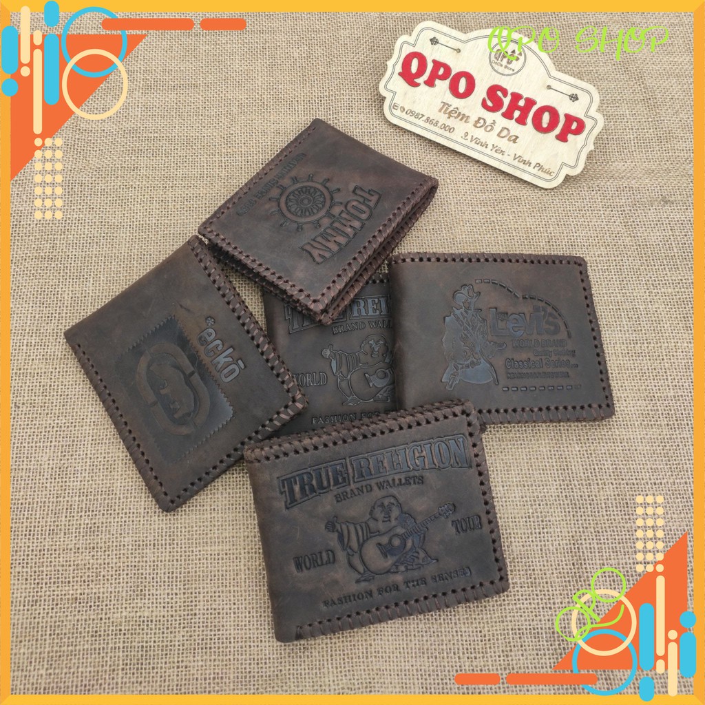 Ví da bò sáp ngựa điên- khâu viền- dập logo siêu chất- bảo hành da 12 tháng