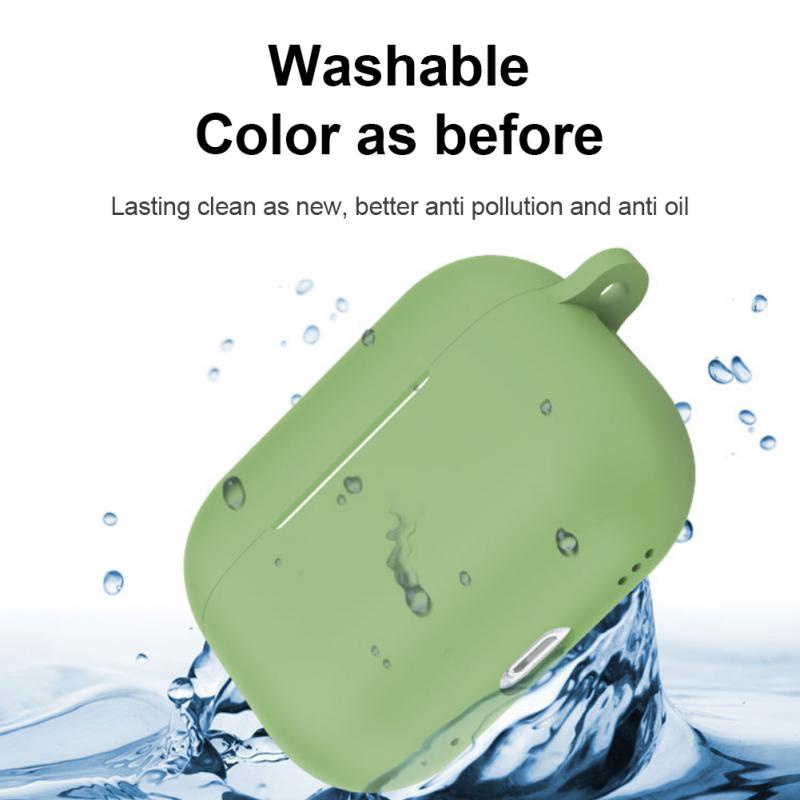 Vỏ Bảo Vệ Hộp Sạc Tai Nghe Bluetooth Không Dây Apple Airpods pro 2 2022 Bằng Silicon Chống Sốc Màu Trơn Có Móc Treo