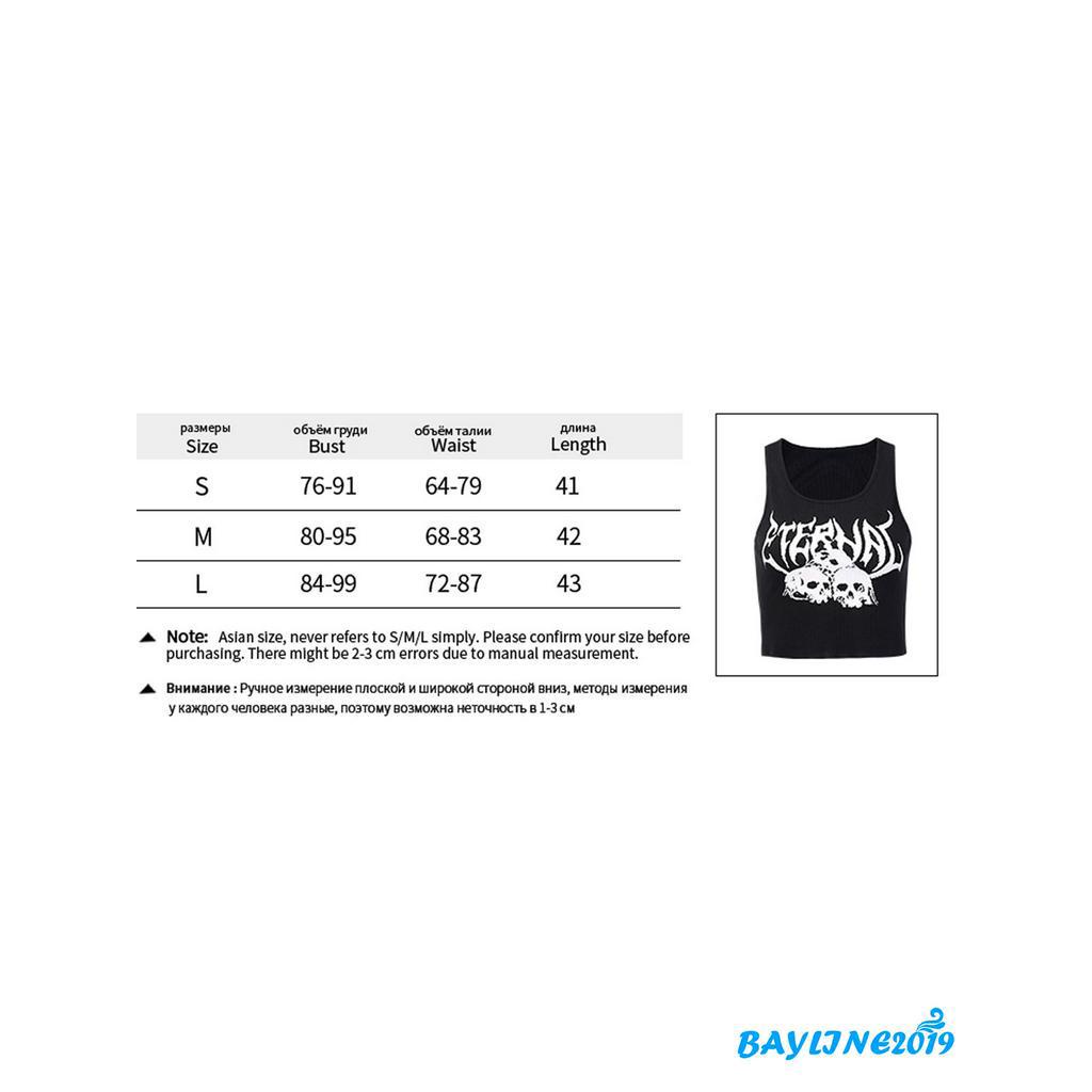 Áo Lửng Sát Nách In Họa Tiết Đầu Lâu Cá Tính Dành Cho Nữ