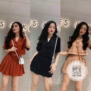 Set big size áo vest và chân váy xếp ly từ 55kg-90kg