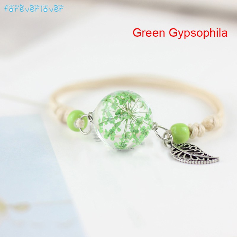 ❀❃✨ Women Adjustable Dried Flower Bracelets Bangle Grass Ball Jewelry Gifts