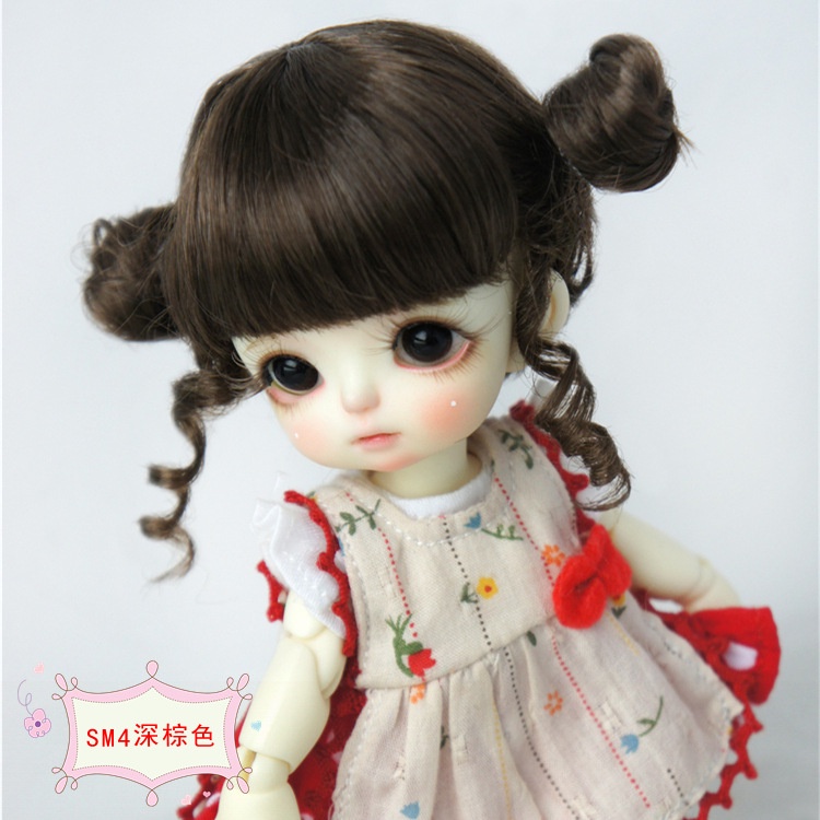 【Doll Wig】3-9inch BJD Ob11 baby ceramic doll wig with mohair wig "Little Nezha" (JD466)