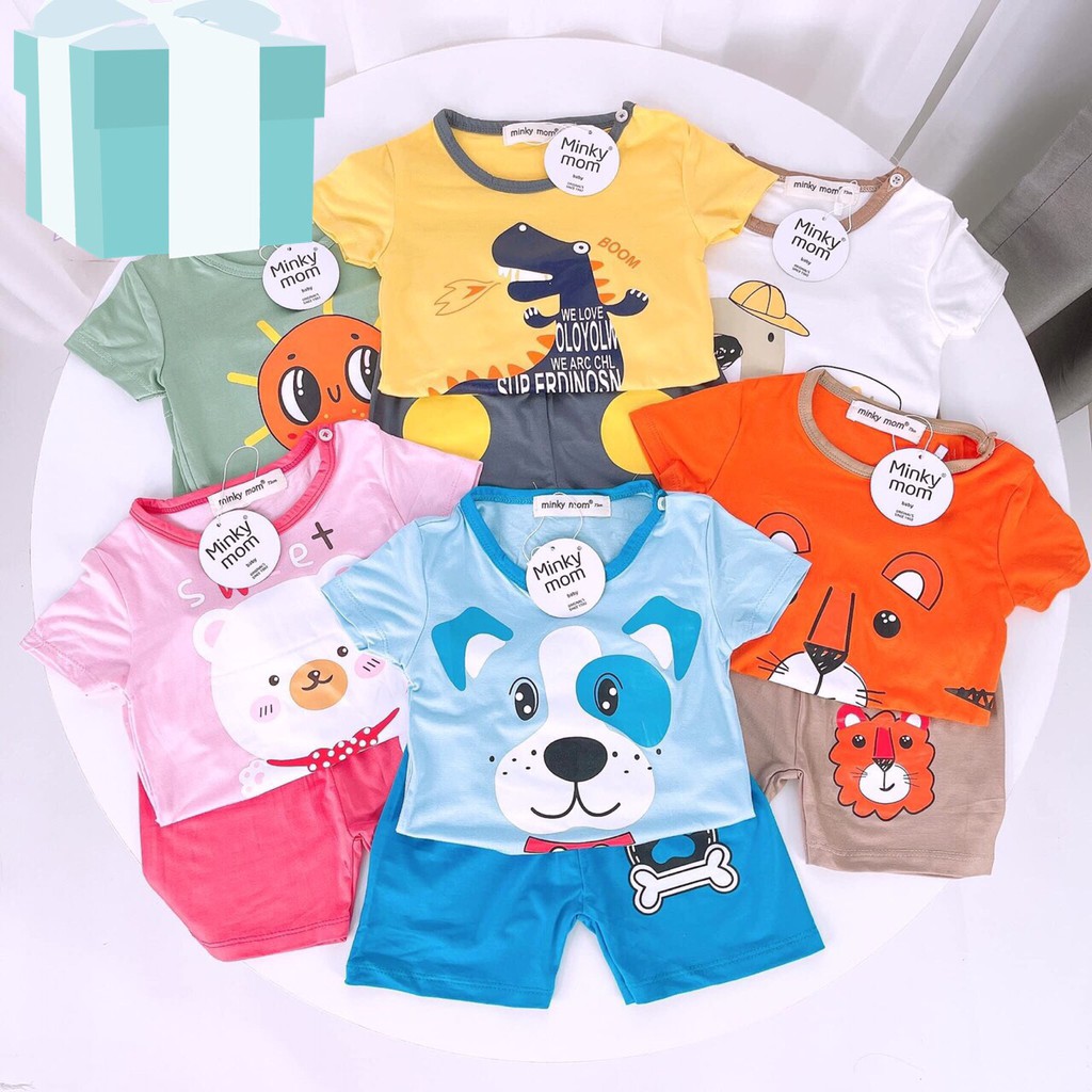 [RẺ VÔ ĐỊCH] Bộ cộc tay raglan quần đùi họa tiết trẻ em chất thun lạnh Minky Mom