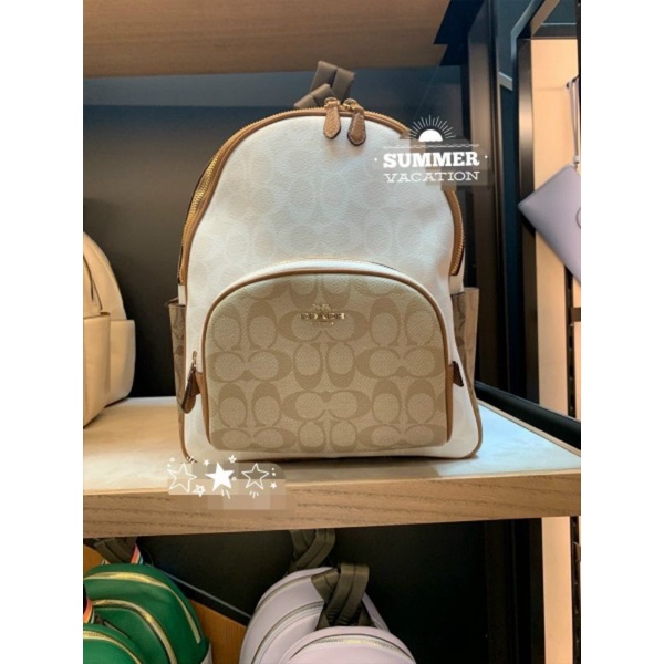 Ba lô NEW C🅾️ACH- Court Backpack In Blocked Signature Canvas CA439 chuẩn xịn xò