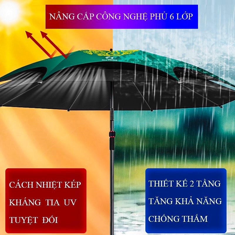 Ô Câu Cá Rice Fishing - Ô Dù Dã Ngoại Với Công Nghệ Phủ 6 Lớp Chống Thấm Nước, Kháng Tia UV Tuyệt Đối chất lượng