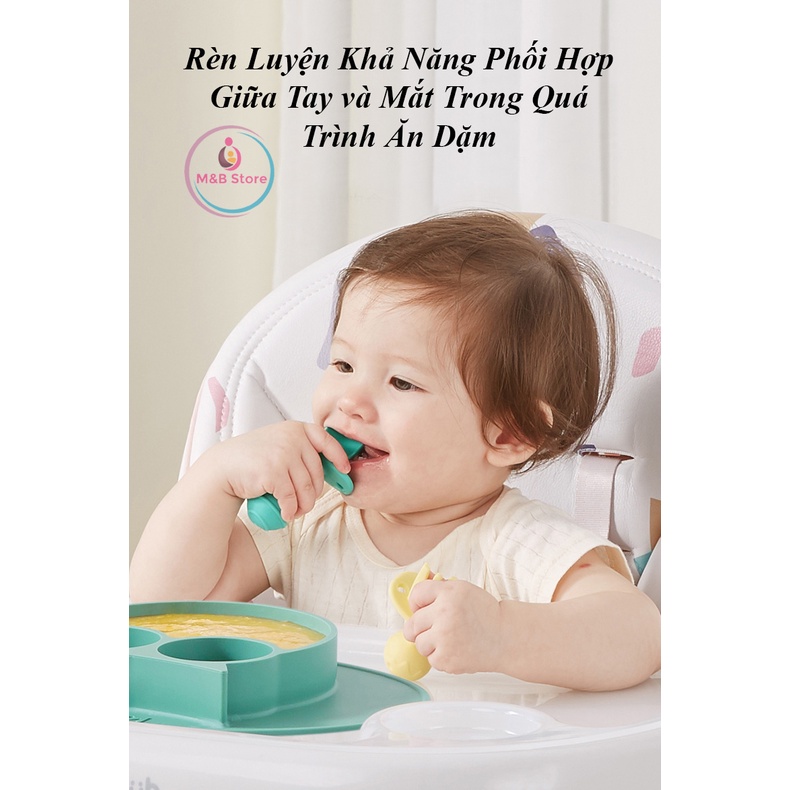 Bộ Muỗng Nĩa Tay Cầm Ngắn Silicon Mềm - KUB