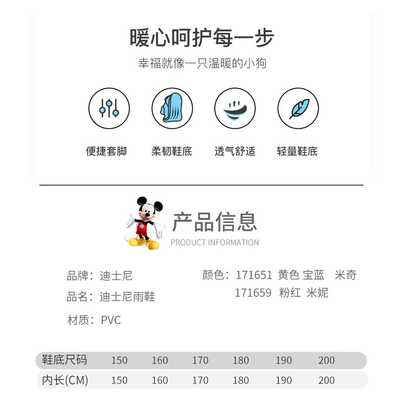 Ủng Đi Mưa Chống Thấm Nước Họa Tiết Disney Dễ Thương Cho Bé