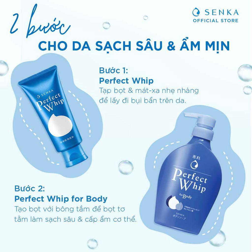 Bộ đôi Senka sữa tắm dưỡng ẩm 500ml và sửa rửa mặt tạo bọt dưỡng ẩm chiết xuất tơ tằm 120g