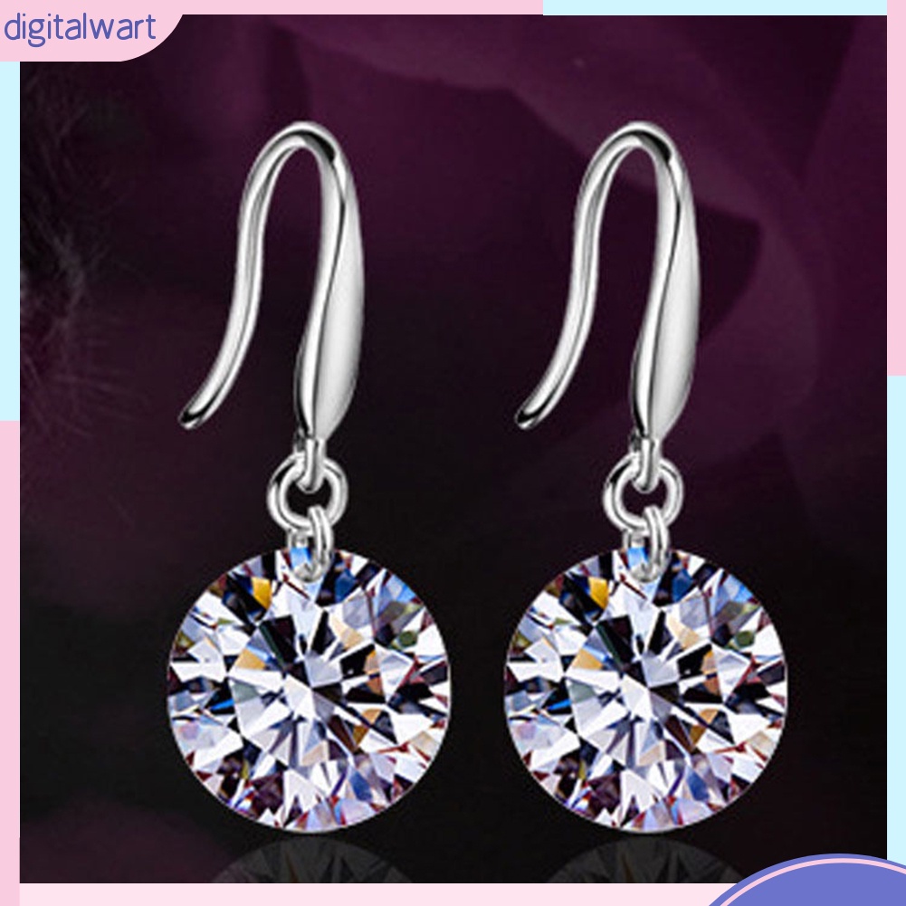 Cặp khuyên tai tròn mạ bạc đính đá zircon sang trọng cá tính dành cho nữ