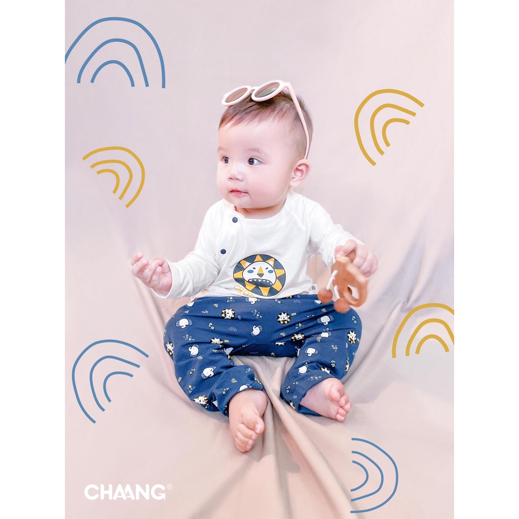 [Chính Hãng] Bộ dài tay cúc chéo trẻ em cao cấp họa tiết cosmos Chaang