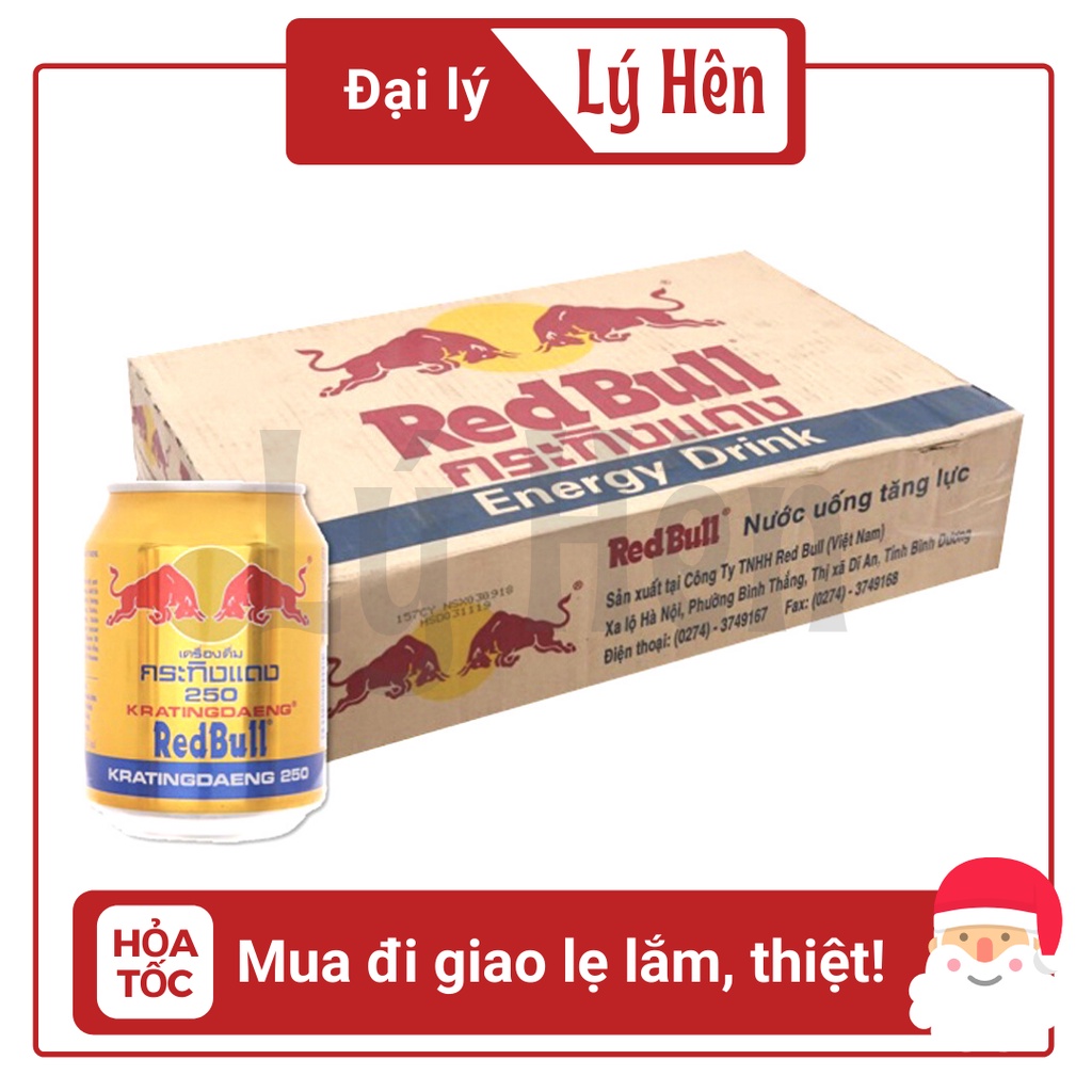 [Toàn  quốc] Thùng 24 Lon Nước Tăng Lực Bò Cụng Red Bull Bổ Sung Năng Lượng Việt Nam Lon 250ml Date Luôn Mới