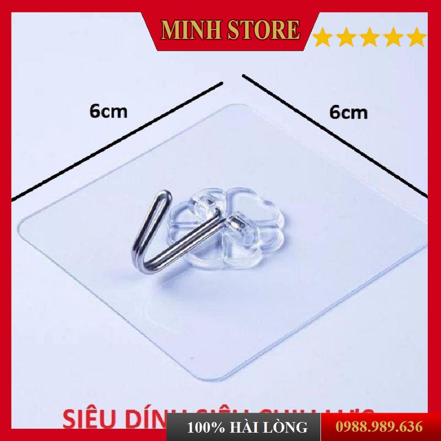 (Sỉ 600 đồng) Móc Dán Tường Siêu Dính, Móc dính tường thần thánh Trong Suốt chịu lực 6x6 cm - Minhstore