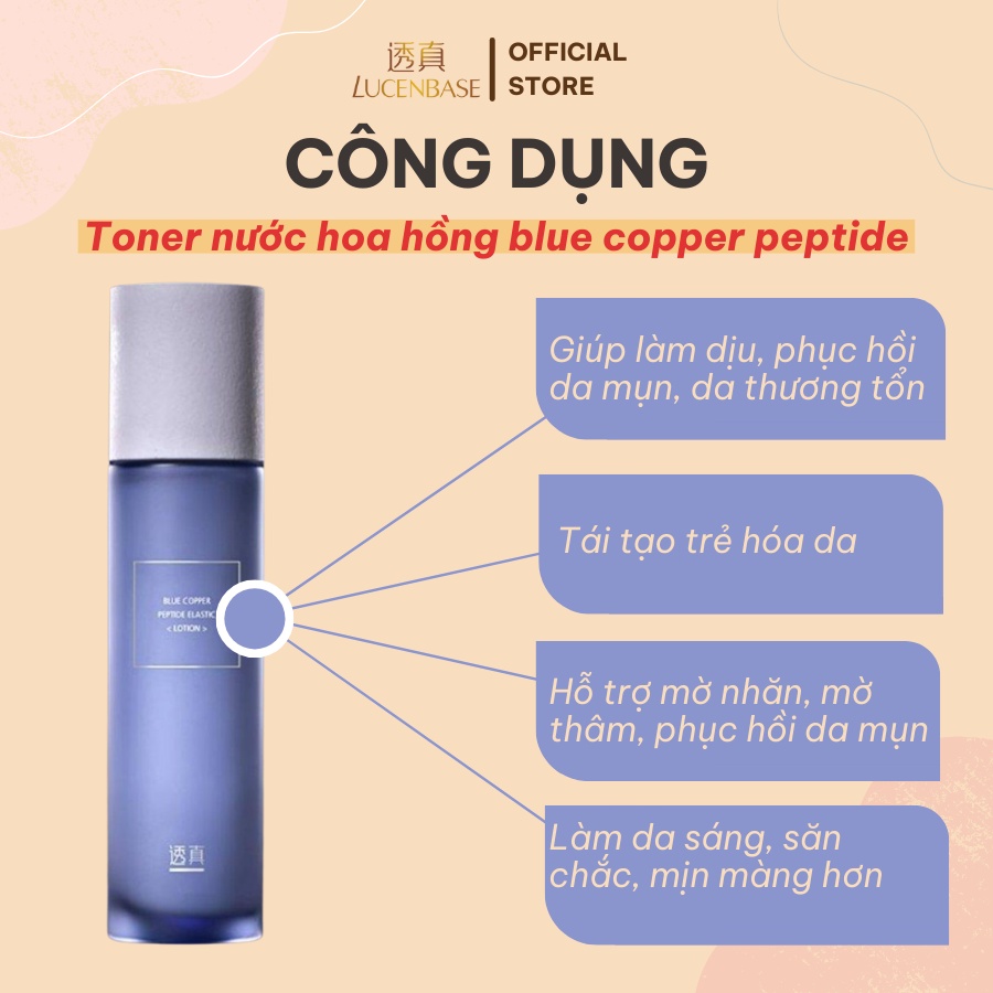 Toner nước hoa hồng blue copper peptide LUCENBASE cấp ẩm, giảm viêm đỏ 120ml