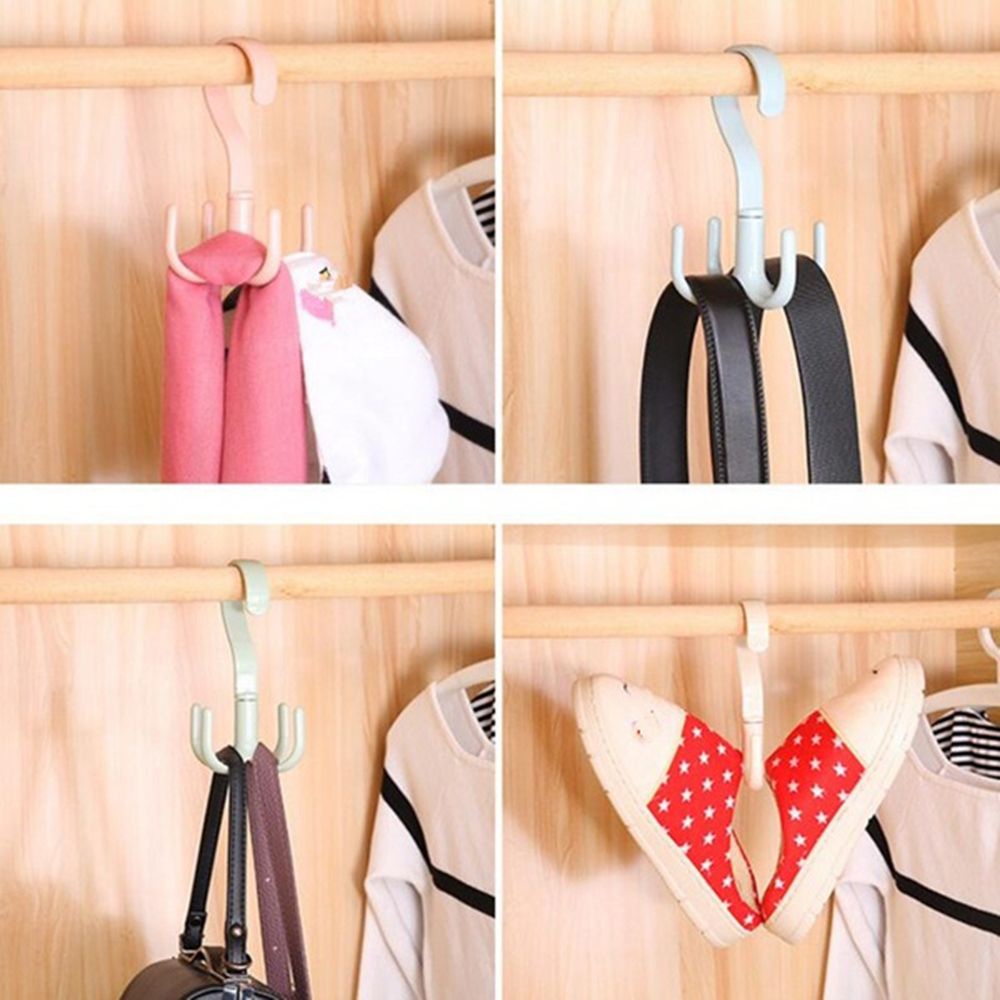Móc treo cà vạt/túi xách 4 móng đa năng xoay được 360 độ bằng nhựa nhiều màu tùy chọn dùng cho tủ quần áo tại nhà