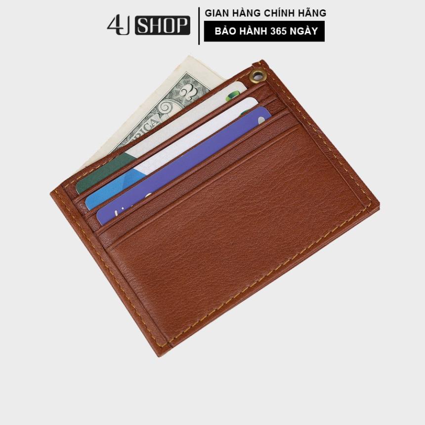 SALE Ví Card Mini Da Bò 4U Cao Câp Nhiều Ngăn Đựng Thẻ FMK05