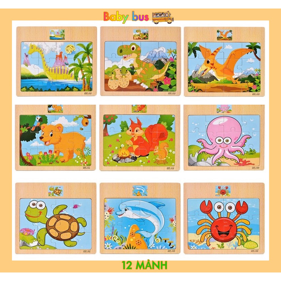 Ghép Hình tranh gỗ 12 Mảnh cho Bé Tăng Tư Duy quan sát,logic - Giao Ngẫu Nhiên