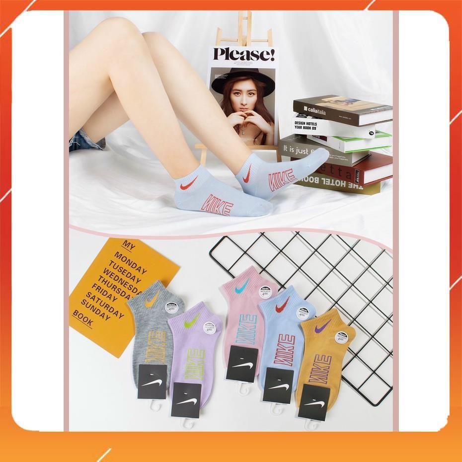 Set 10 đôi tất nữ cotton cổ bèo cao cấp nhiều màu