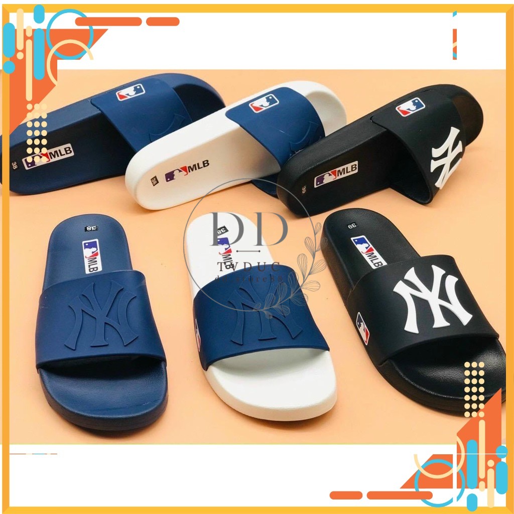 Dép MLB NY Quai Ngang, Dép NY Thời Trang Mẫu Mới, Cao su hàng đẹp full box