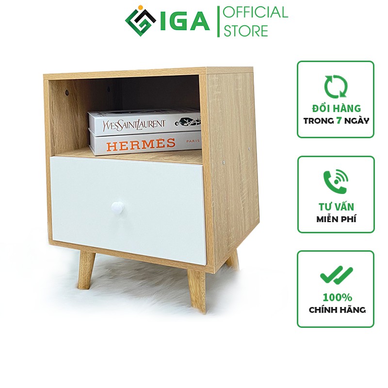 Tủ Đầu Giường IGA Heading Tab 2B Phong Cách Nordic Hiện Đại - GP109.41