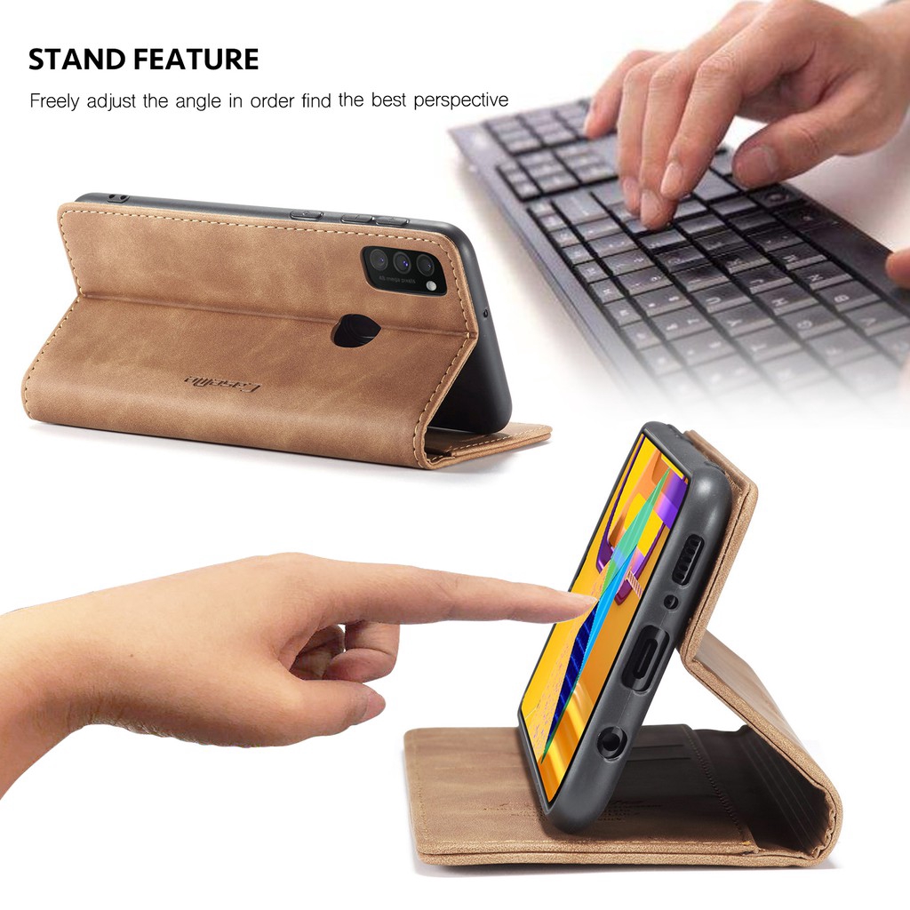 Bao da điện thoại dạng nắp lật làm bằng PU cho SAMSUNG GALAXY M30S M21