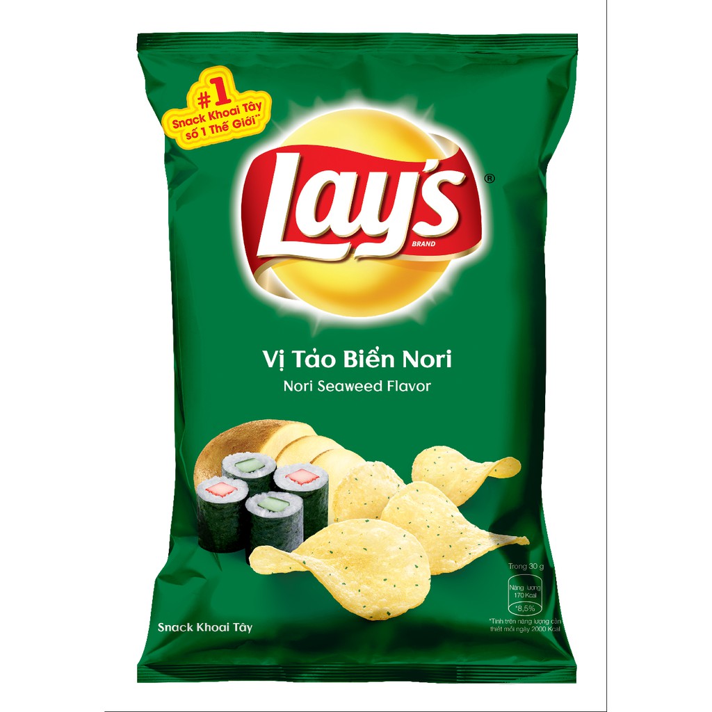 Combo 4 Snack Khoai Tây Lay's Mix 95g/gói vị : Tự nhiên Classic, Tảo Biển Nori, Sườn Nướng BBQ và Thăn bò nướng Texas