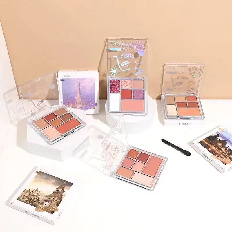 [Hàng mới về] Bảng Phấn Mắt Màu Lì Và Ánh Nhũ Kết Hợp Thời Trang