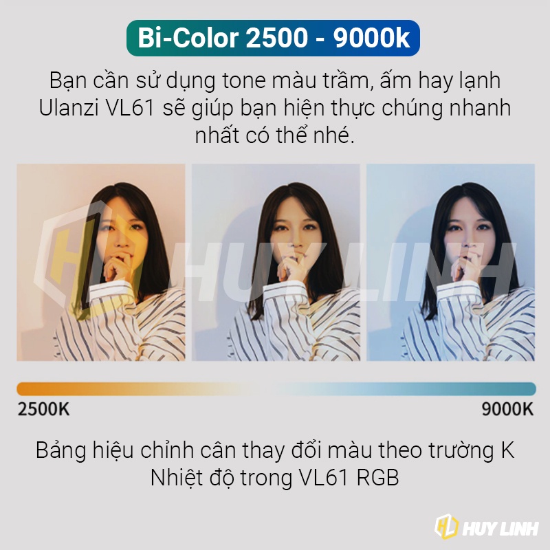 Đèn led RGB Studio Ulanzi VL61 8W Mini Video - Khuếch Tán 3W nhiệt độ 2500K-9000K