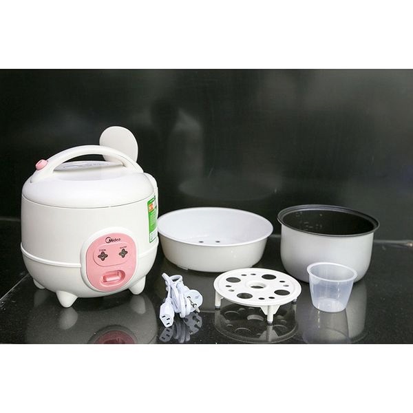 Nồi Cơm Điện Midea MR-CM06SA 0.6L, Nồi Cơm Điện Mini màu Trắng Hồng, Chống Dính Tốt, BH chính hãng 12 Tháng