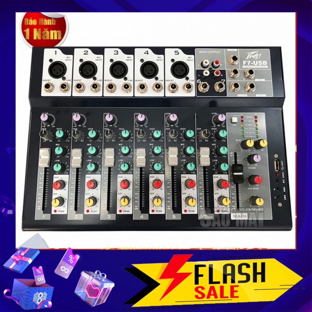 Mixer bàn mini PEAVEY F7- USB cho gia đình và sân khấu ngoài trời