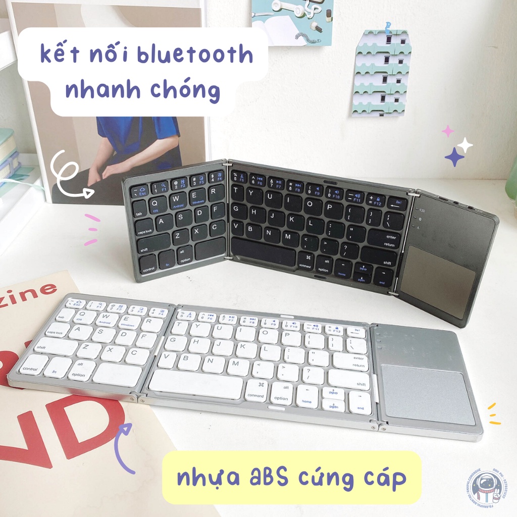 [Bảo Hành 3 tháng 1 dổi 1] Bàn Phím Gập Gọn Bluetooth mini Kèm Touchpad