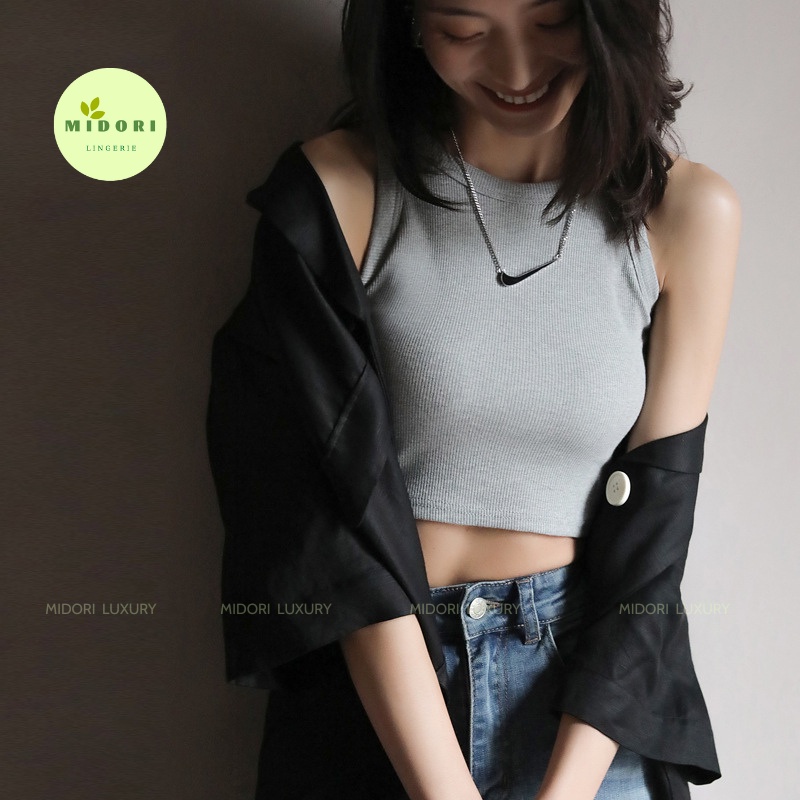 Áo croptop ba lỗ khoét vai,Tank Top Classic màu trơn kiểu ôm body vải Cotton co giãn tốt A22