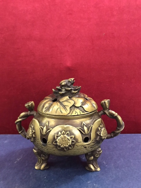 Lư xông trầm đốt trầm Sen cỡ to bằng đồng