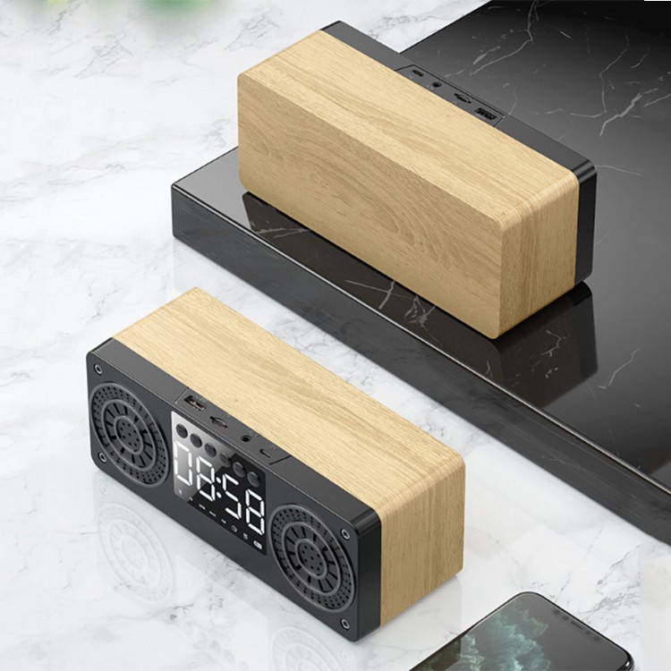 Stereo Wooden Subwoofer Bluetooth Speaker FM Radio Portable Speakers