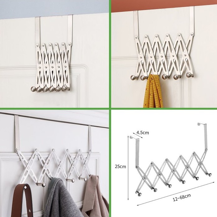 MÓC INOX HÌNH ZICZAC TREO SAU CỬA CÓ THỂ GẤP GỌN (BỎ TÚI)