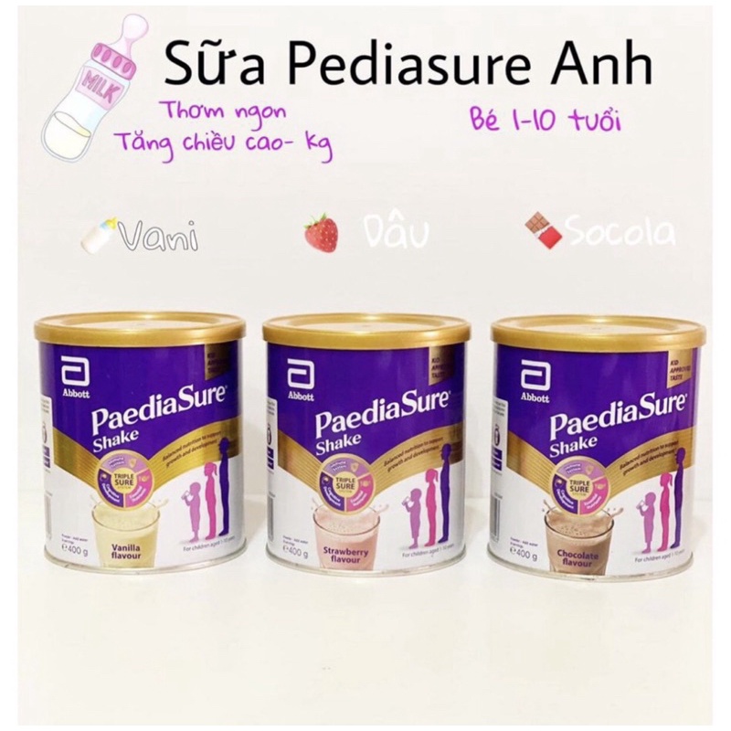 sữa pediasure anh vị dâu , socola 400g giúp tăng cân phát triển toàn diện