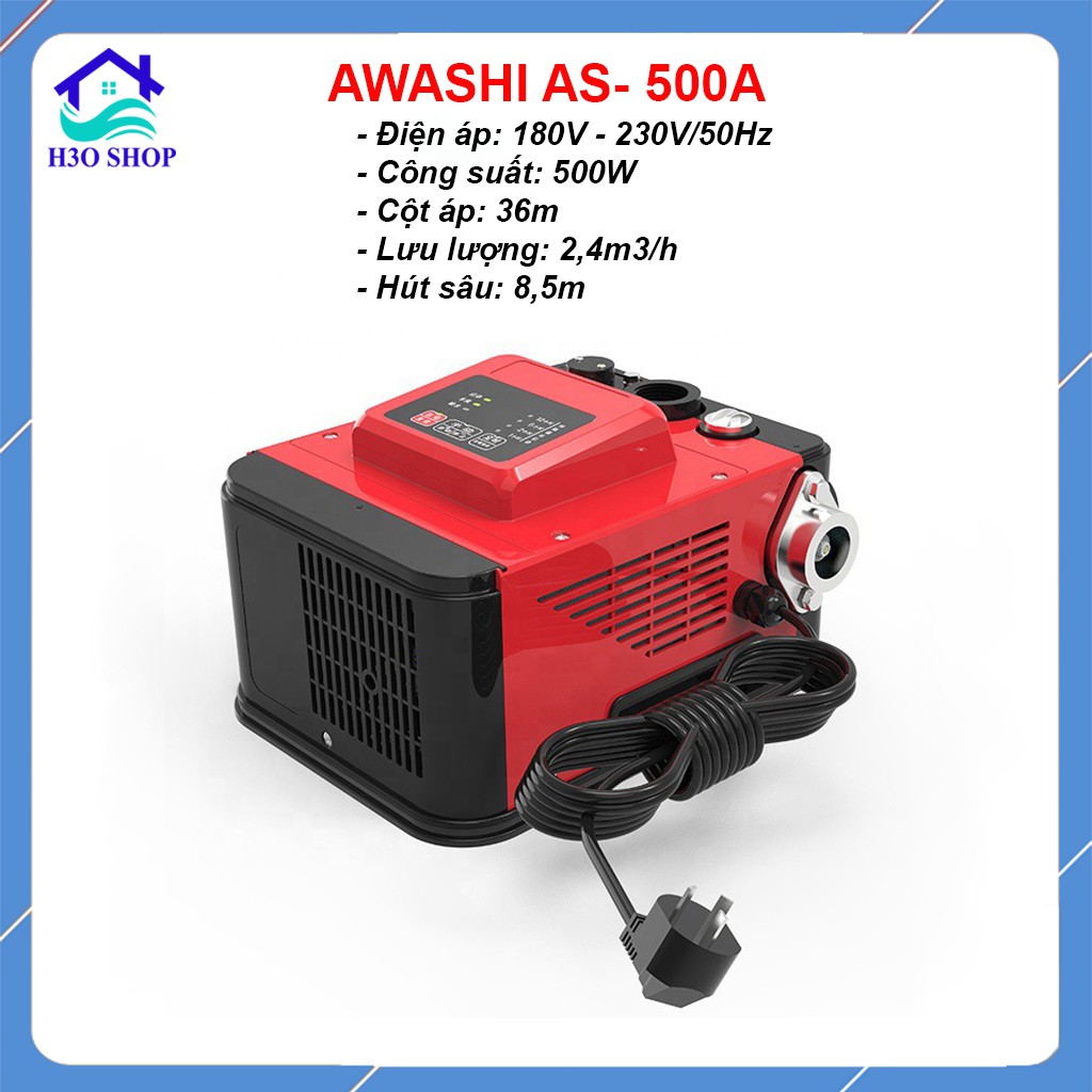 Máy Bơm Nước Tăng Áp AWASHI AS 500A - 500W bơm Nước, Tăng Áp Máy Giặt, Vòi Sen