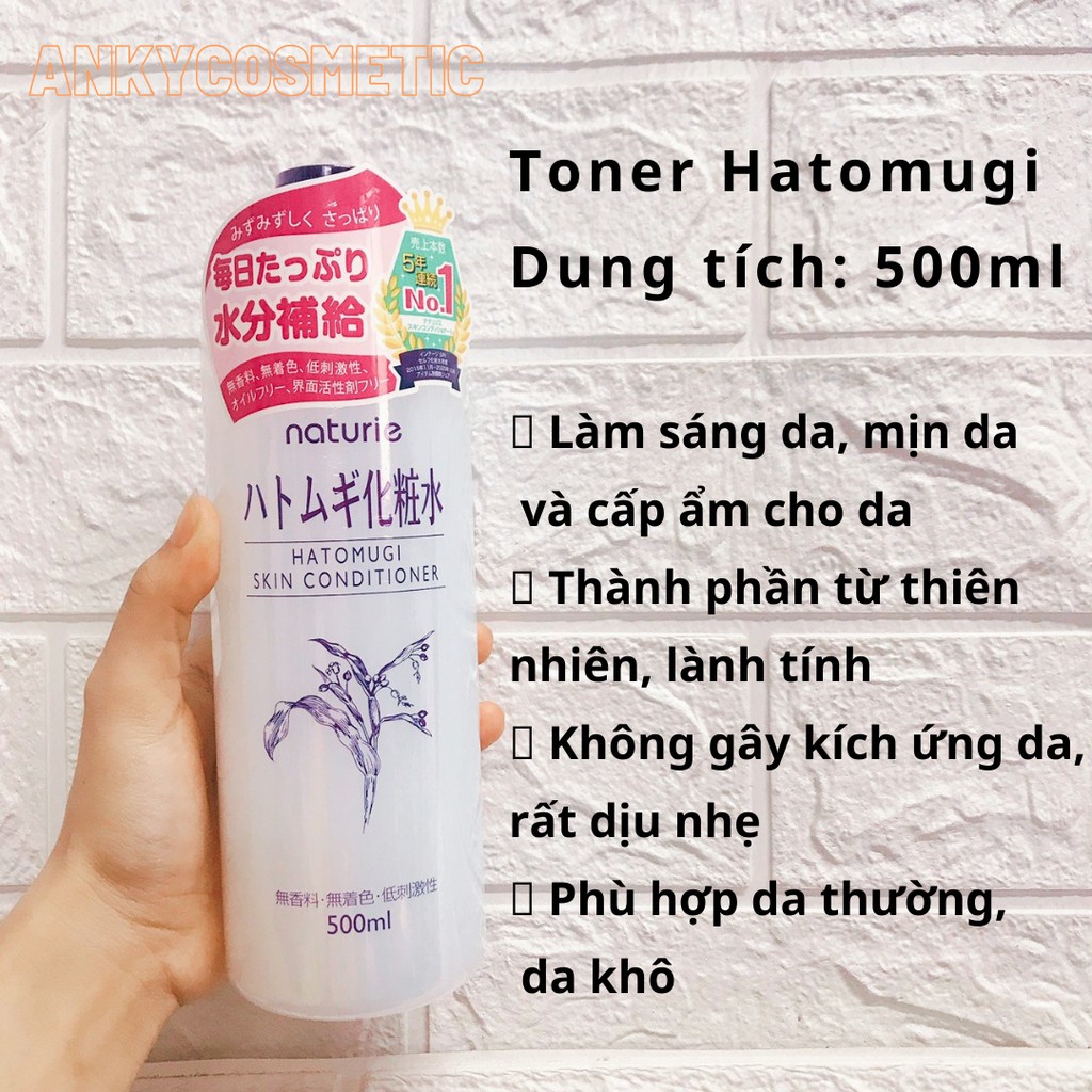 Nước Hoa Hồng Ý Dĩ Naturie Hatomugi Nhật 500ml