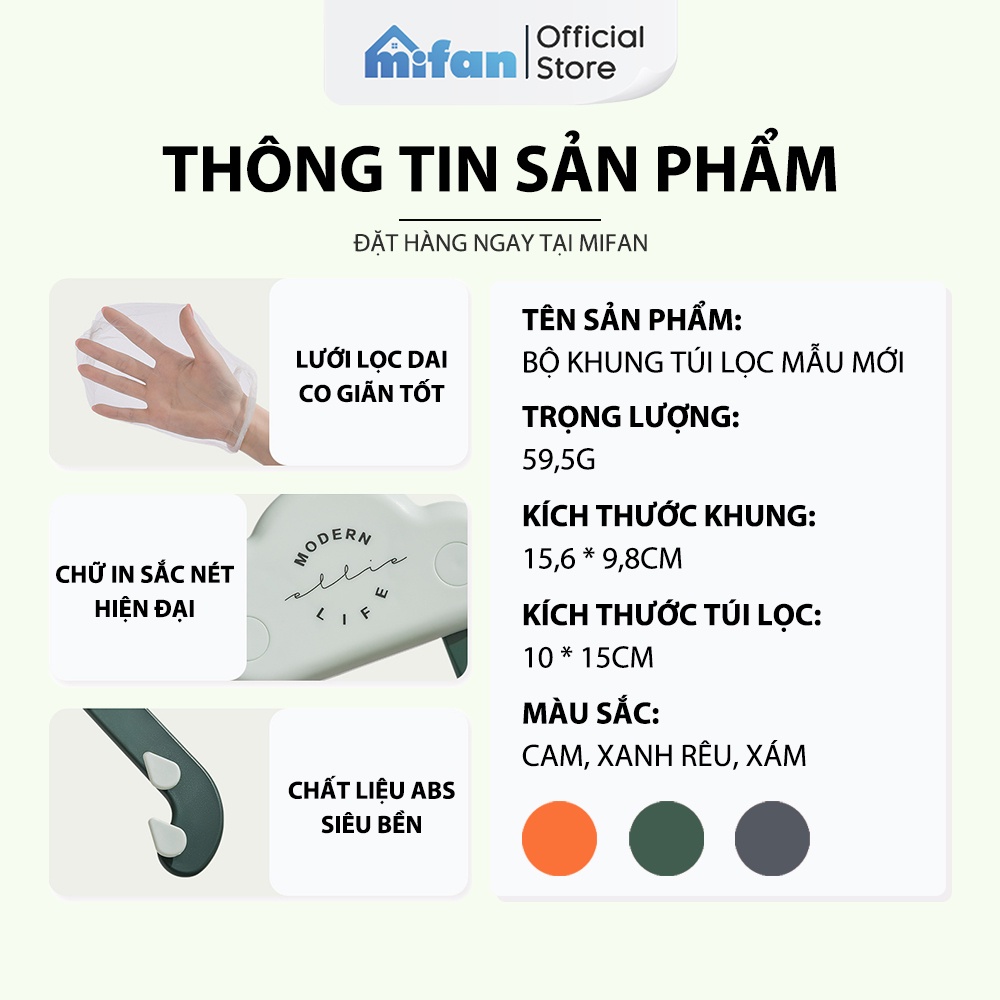 Giá Lưới Lọc Thức Ăn Thừa - Túi Lọc Rác Bồn Rửa Chén Bát - Khung nhựa ABS chất lượng cao - MIFAN