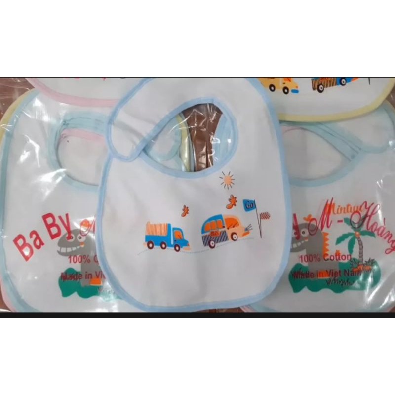 Yếm cotton voi chống thấm siêu mềm buộc dây cho bé