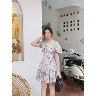 [ẢNH THẬT] Đầm hoa nhí tay phồng, đầm bẹt vai